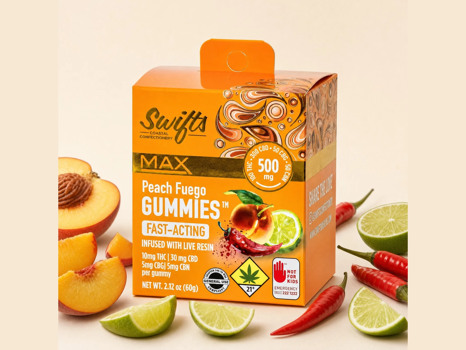 Swifts Peach Fuego MAX Gummies