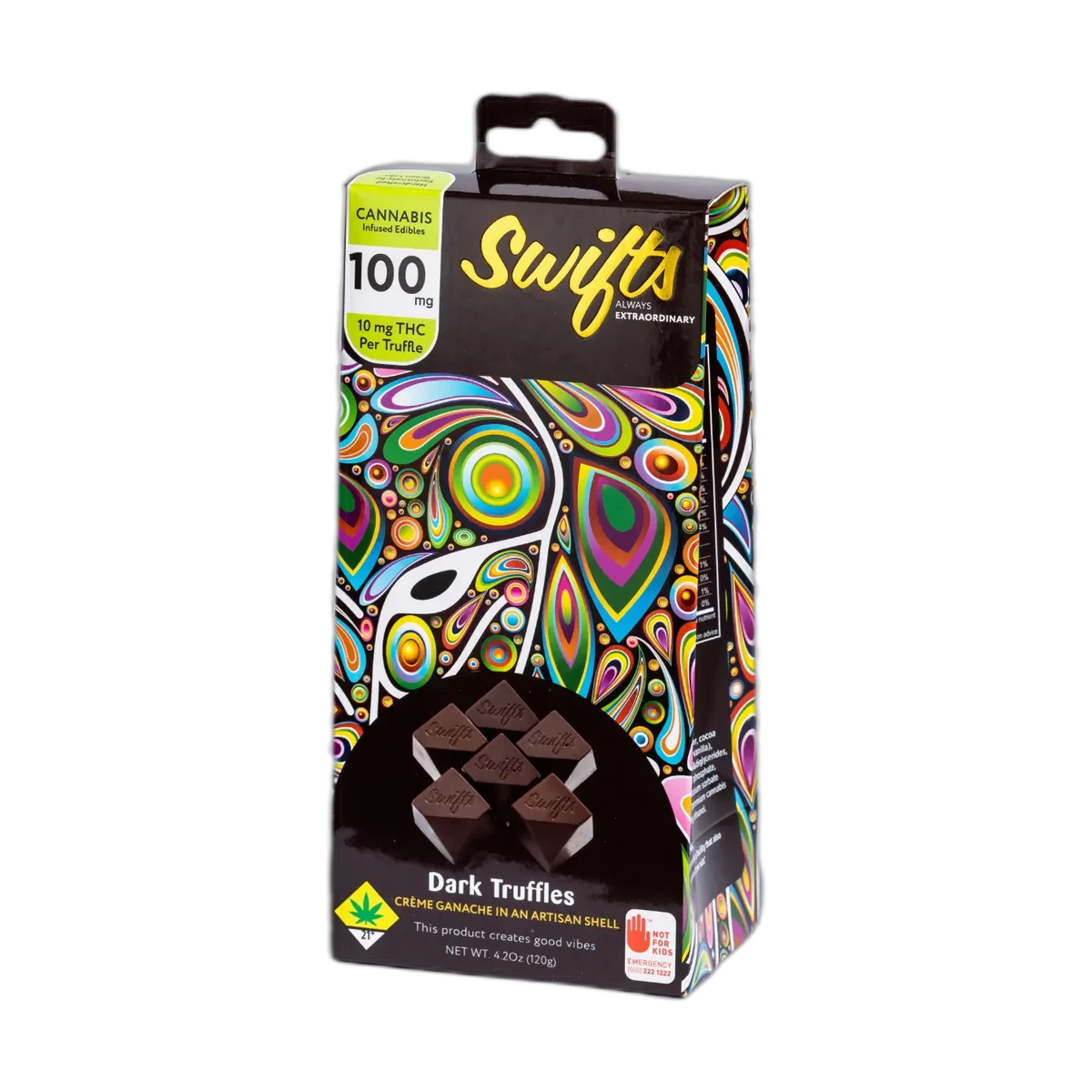 Swifts Dark Chocolate Sativa Truffles packaging