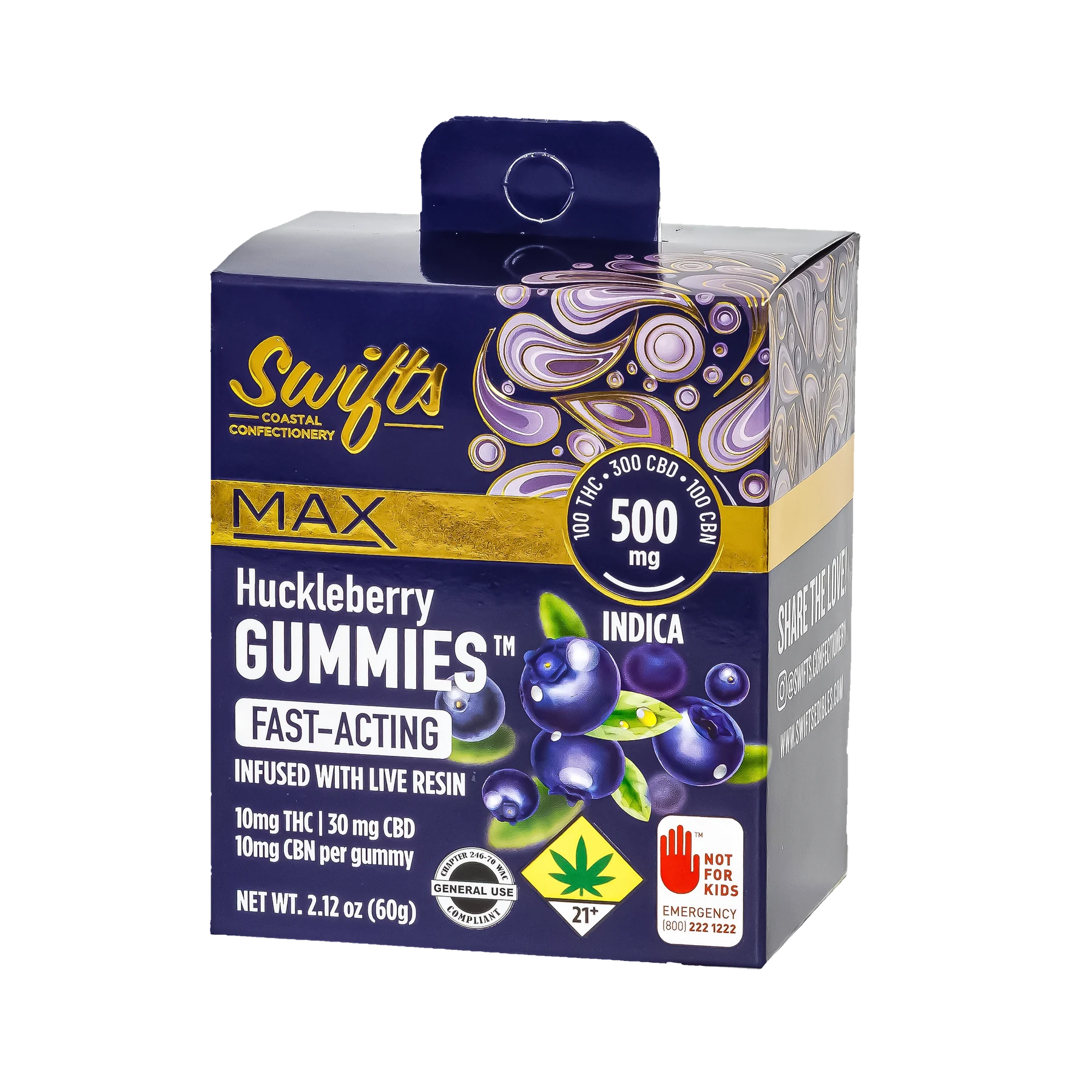 Swifts Huckleberry MAX Gummies package